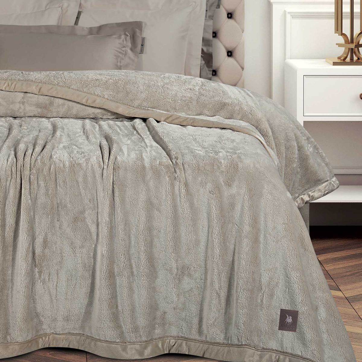 Κουβέρτα Βελουτέ King Size (240X250) Greenwich Polo Club Essential 3972 Taupe Home Λευκά Είδη Κρεβατοκάμαρας Κουβέρτες Υπέρδιπλες Spitishop