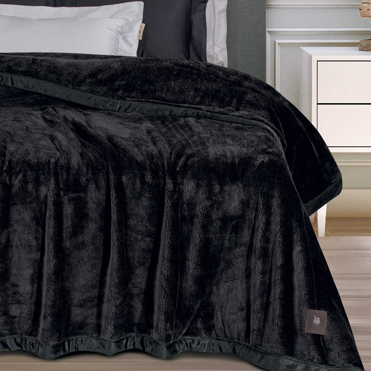 Κουβέρτα Βελουτέ King Size (240X250) Greenwich Polo Club Essential 3975 Black Home Λευκά Είδη Κρεβατοκάμαρας Κουβέρτες Υπέρδιπλες Spitishop