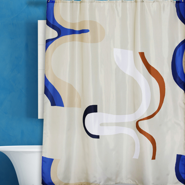 Κουρτίνα Μπάνιου (180x200) Με Κρίκους San Lorentzo Minimalistic Waves