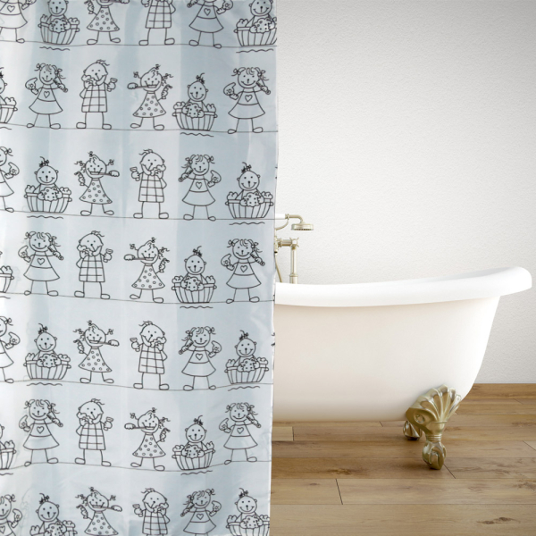 Κουρτίνα Μπάνιου (180x180) Με Κρίκους San Lorentzo Little Smiles