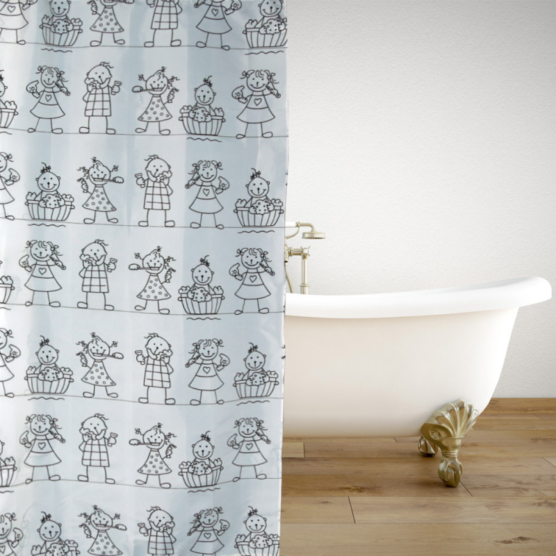 Κουρτίνα Μπάνιου (180x180) Με Κρίκους San Lorentzo Little Smiles