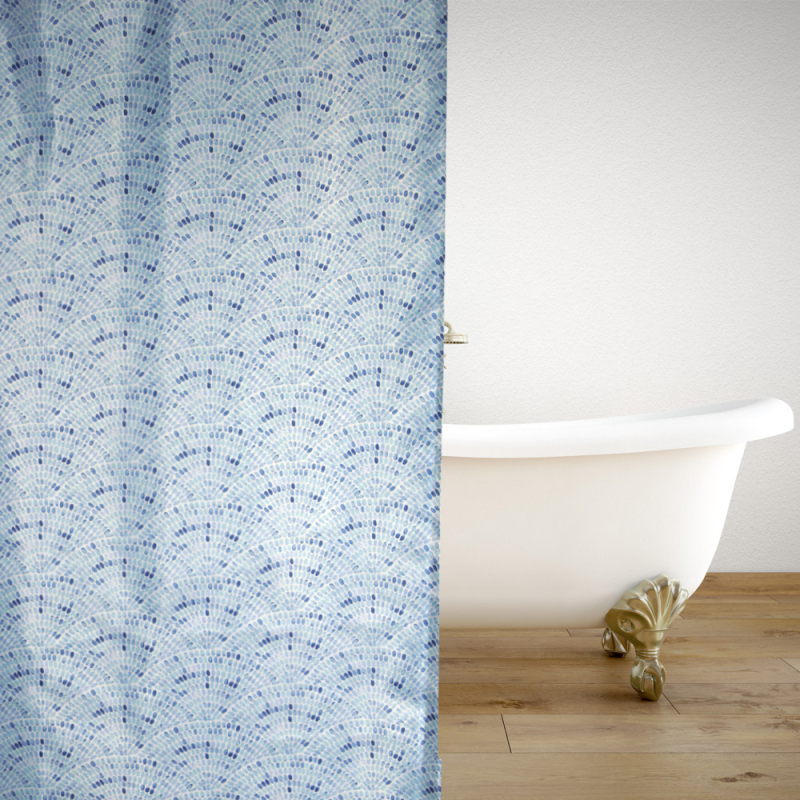 Κουρτίνα Μπάνιου (180x180) Με Κρίκους San Lorentzo Psifida Blue