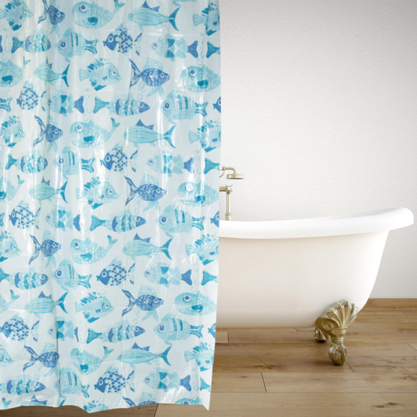 Κουρτίνα Μπάνιου Πλαστική (180x180) Με Κρίκους San Lorentzo Seaflow