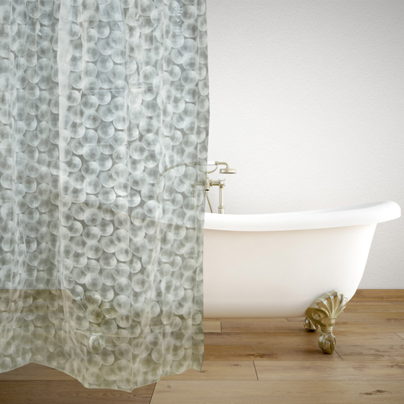 Κουρτίνα Μπάνιου Πλαστική (180x180) Με Κρίκους San Lorentzo Clear Dots