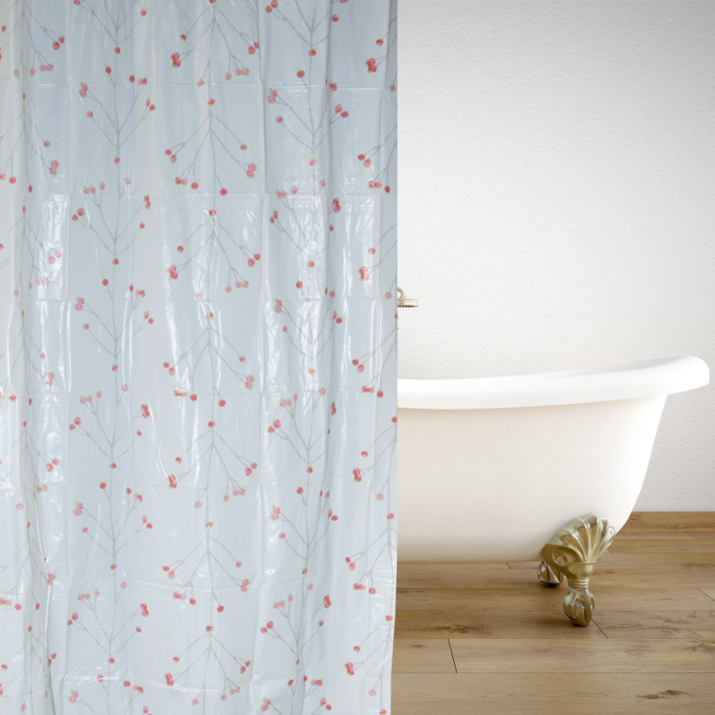 Κουρτίνα Μπάνιου Πλαστική (180x180) Με Κρίκους San Lorentzo Red Berries