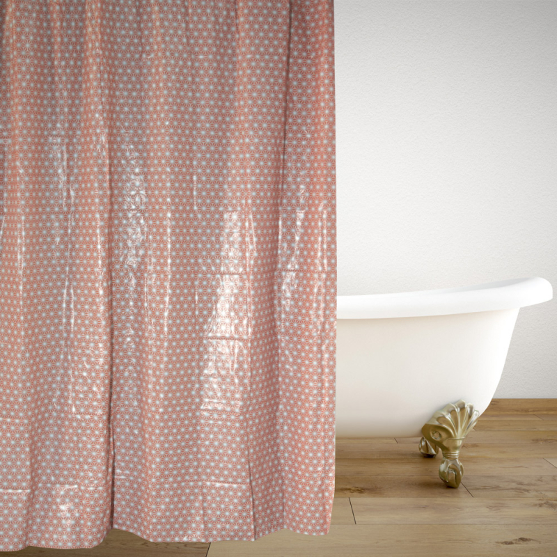 Κουρτίνα Μπάνιου Πλαστική (180x180) Με Κρίκους San Lorentzo Red Geometry