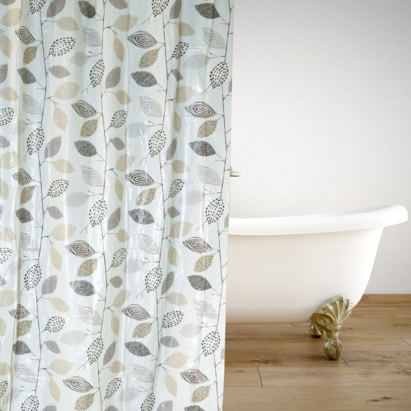 Κουρτίνα Μπάνιου Πλαστική (180x180) Με Κρίκους San Lorentzo Calm Brown