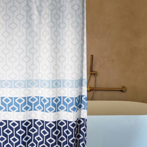 Κουρτίνα Μπάνιου (180x180) Με Κρίκους San Lorentzo Blue Aura