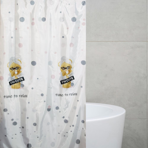 Κουρτίνα Μπάνιου (240x200) Με Κρίκους San Lorentzo Cute Cat
