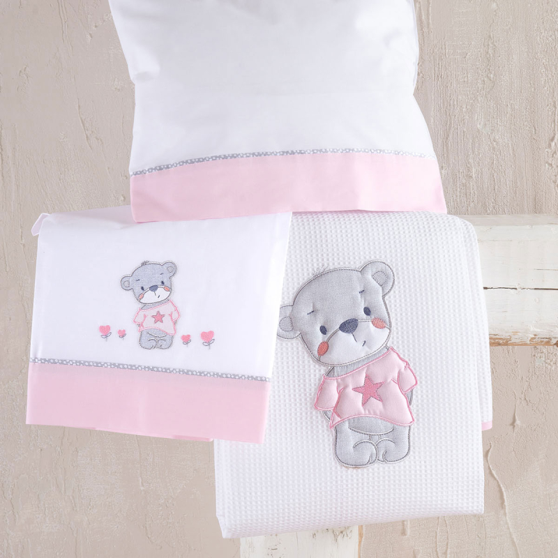 Σεντόνια Κούνιας (Σετ) Rythmos Booby Pink