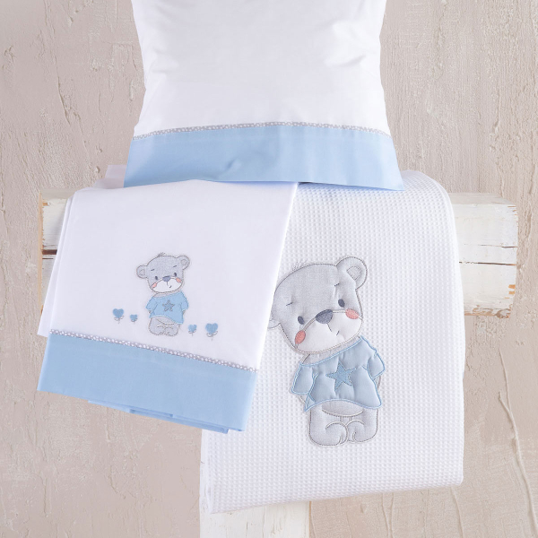 Κουβέρτα Πικέ Κούνιας (120x150) Rythmos Booby Ciel