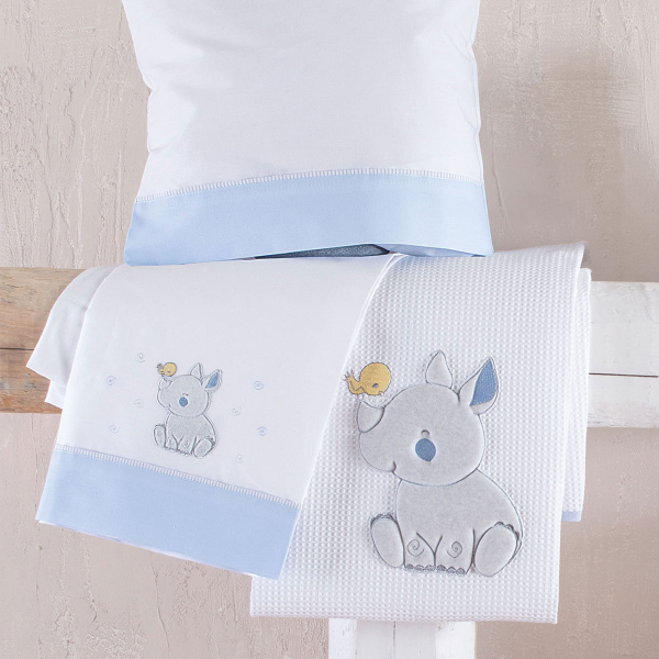 Κουβέρτα Πικέ Κούνιας (120x150) Rythmos Rino Ciel