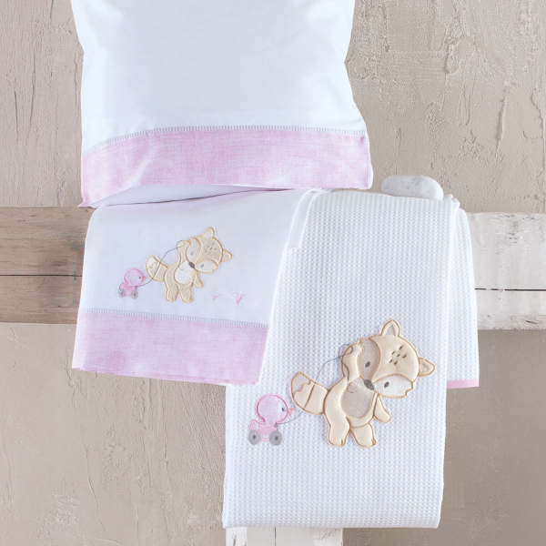 Κουβέρτα Πικέ Κούνιας (120x150) Rythmos Fox Pink