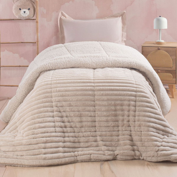 Γούνινο Κουβερτοπάπλωμα Μονό (160x220) Rythmos Butter Ecru