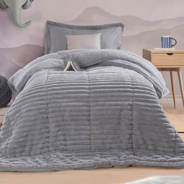 Γούνινο Κουβερτοπάπλωμα Μονό (160x220) Rythmos Butter L.Grey