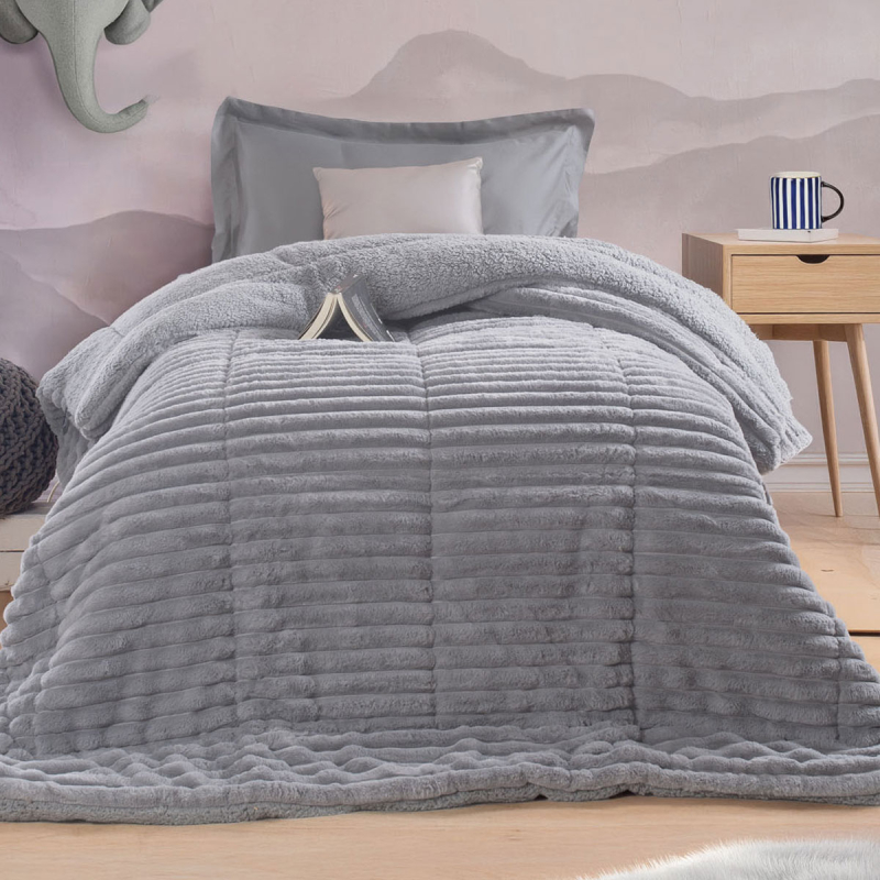 Γούνινο Κουβερτοπάπλωμα Μονό (160x220) Rythmos Butter L.Grey