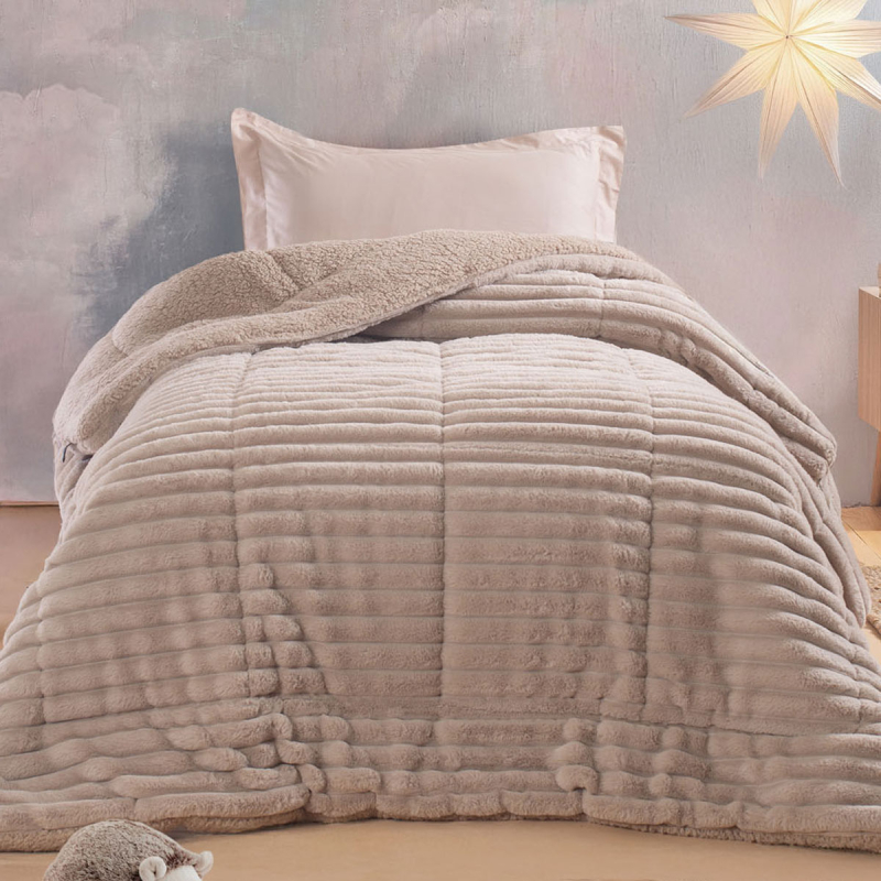 Γούνινο Κουβερτοπάπλωμα Μονό (160x220) Rythmos Butter Beige