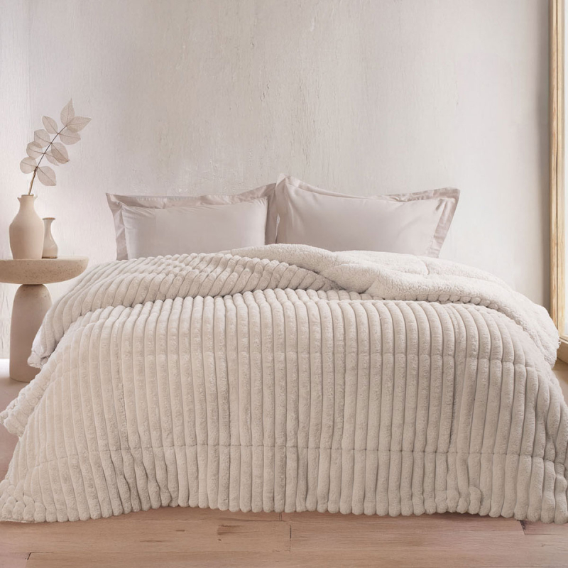 Γούνινο Κουβερτοπάπλωμα Υπέρδιπλο (220x240) Rythmos Butter Ecru