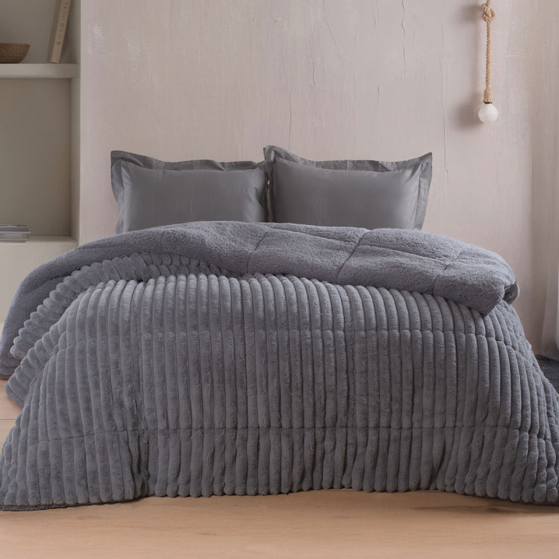 Γούνινο Κουβερτοπάπλωμα Υπέρδιπλο (220x240) Rythmos Butter D.Grey