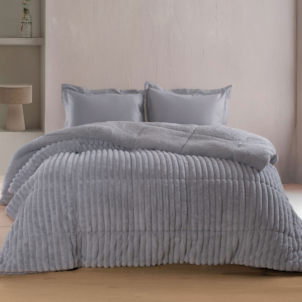 Γούνινο Κουβερτοπάπλωμα Υπέρδιπλο (220x240) Rythmos Butter L.Grey