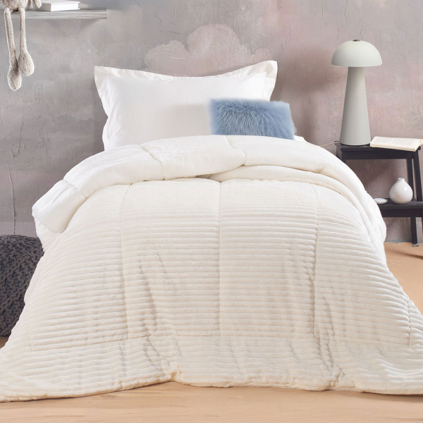 Γούνινο Κουβερτοπάπλωμα Μονό (160x220) Rythmos Etoile White