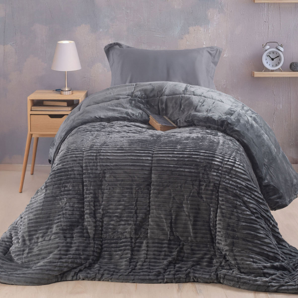 Γούνινο Κουβερτοπάπλωμα Μονό (160x220) Rythmos Etoile Grey