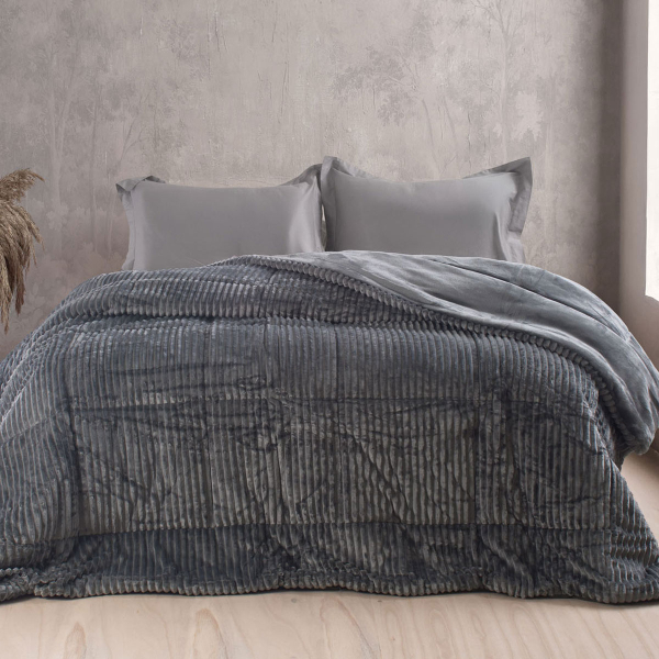 Γούνινο Κουβερτοπάπλωμα Υπέρδιπλο (220x240) Rythmos Etoile Grey