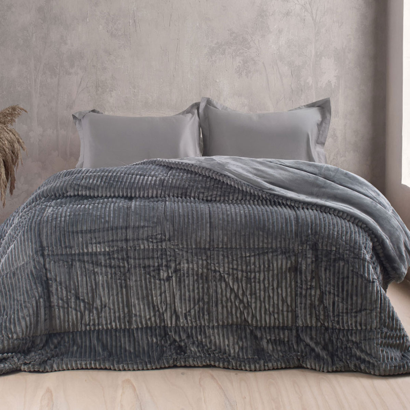 Γούνινο Κουβερτοπάπλωμα Υπέρδιπλο (220x240) Rythmos Etoile Grey