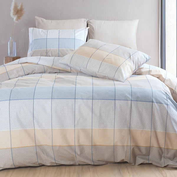 Παπλωματοθήκη Μονή (Σετ 160x250) Rythmos Next Colette Grey/Blue