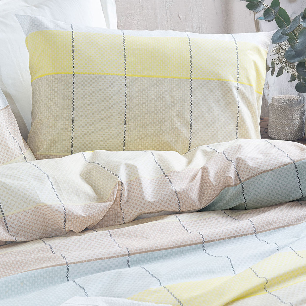 Πάπλωμα Υπέρδιπλο (Σετ 220X240) Rythmos Next Colette Yellow Blue Home Λευκά Είδη Κρεβατοκάμαρας Παπλώματα Υπέρδιπλα Διπλά Spitishop