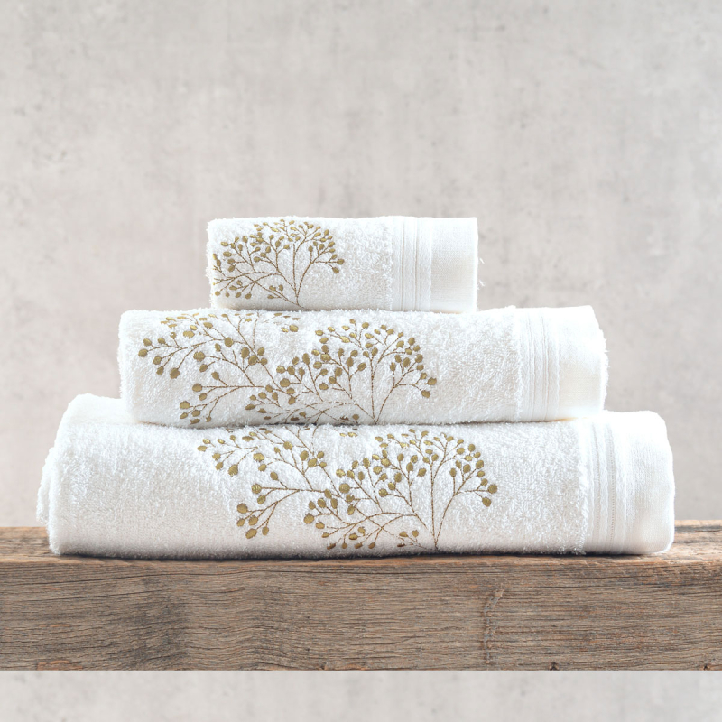 Πετσέτες Μπάνιου (Σετ 3τμχ) Rythmos Oberon White/Green 470gsm