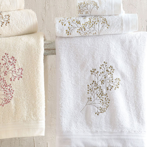 Πετσέτες Μπάνιου (Σετ 3τμχ) Rythmos Oberon White/Green 470gsm