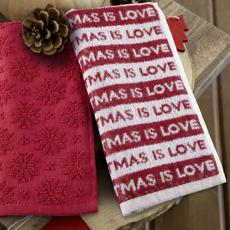 Χριστουγεννιάτικες Πετσέτες Κουζίνας (Σετ 2τμχ) Nima Christmas Love