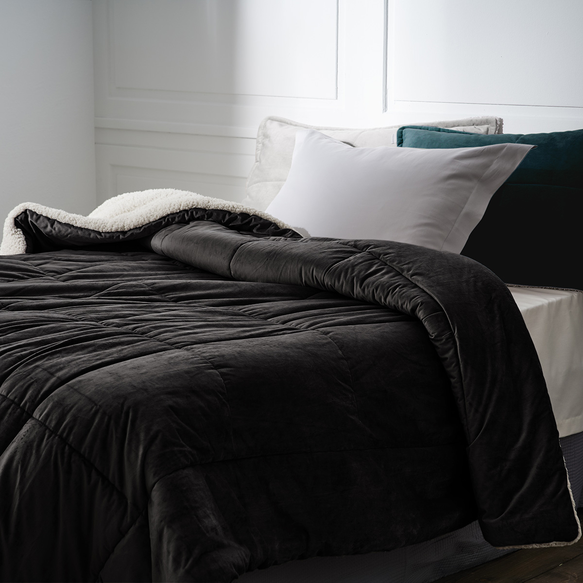 Κουβερτοπάπλωμα Υπέρδιπλο (220X240) Gofis Home Teddy Graphite Black 407 45 Λευκά Είδη Κρεβατοκάμαρας Παπλώματα Υπέρδιπλα Διπλά Spitishop