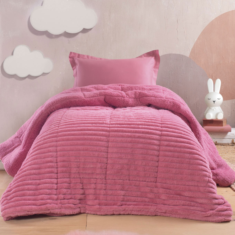 Γούνινο Κουβερτοπάπλωμα Μονό (160x220) Rythmos Butter Pink