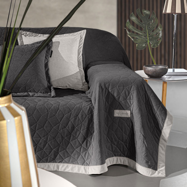 Ριχτάρι Πολυθρόνας (150x170) + Διακοσμητική Μαξιλαροθήκη (42x42+3) Guy Laroche Avalon Carbon