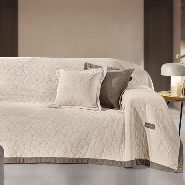 Ριχτάρι Καναπέ Τριθέσιου (170x300) + Διακοσμητική Μαξιλαροθήκη (42x42+3) Guy Laroche Avalon Cream