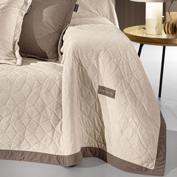 Ριχτάρι Καναπέ Τετραθέσιου (170x350) + Διακοσμητική Μαξιλαροθήκη (42x42+3) Guy Laroche Avalon Cream