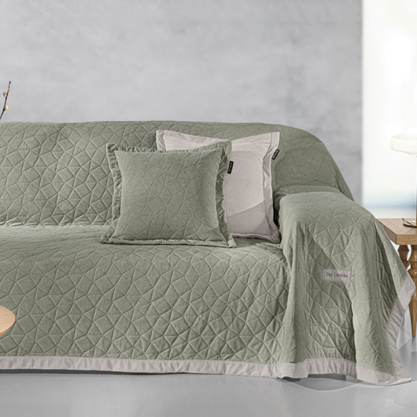 Ριχτάρι Καναπέ Τετραθέσιου (170x350) + Διακοσμητική Μαξιλαροθήκη (42x42+3) Guy Laroche Avalon Cement