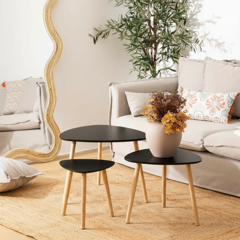 Βοηθητικά Τραπεζάκια (Σετ 3τμχ) A-S Mileo Black 157052G