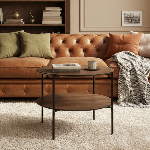 Τραπέζι Σαλονιού (Φ63.2x52) A-S Kemi Walnut 197756Α