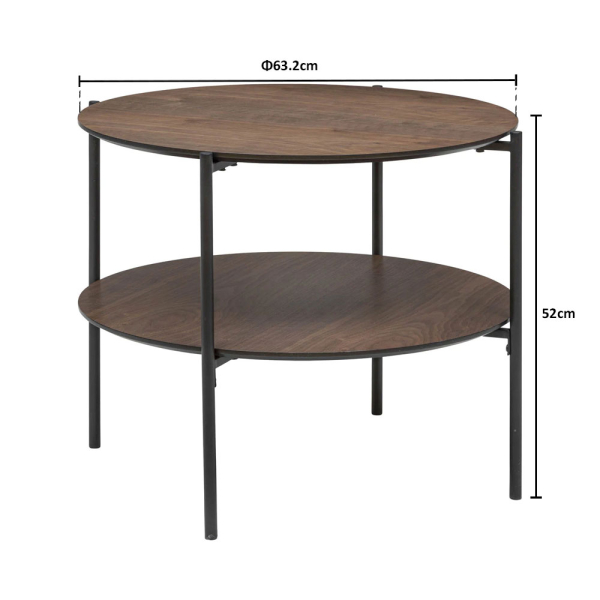 Τραπέζι Σαλονιού (Φ63.2x52) A-S Kemi Walnut 197756Α