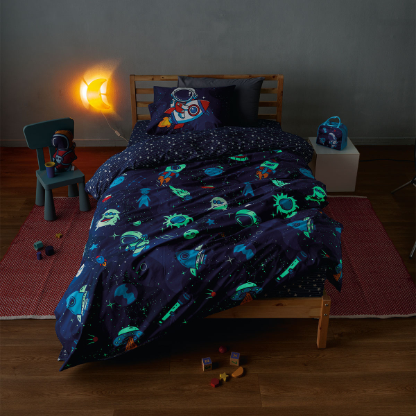 Φωσφοριζέ Παπλωματοθήκη Μονή (Σετ 165x245) 2 Όψεων Kentia Kids Sirius