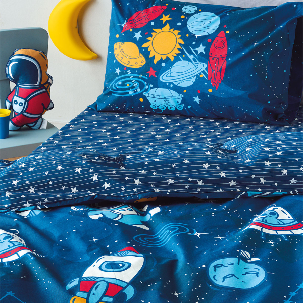 Φωσφοριζέ Παπλωματοθήκη Μονή (Σετ 165x245) 2 Όψεων Kentia Kids Sirius