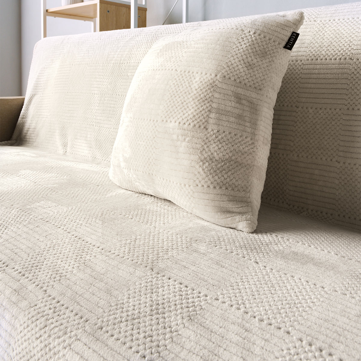 Ριχτάρι Καναπέ Τριθέσιου Fleece (180X280) Kentia Versus Sydney 12 Ecru Home Λευκά Είδη Σαλονιού Ριχτάρια Spitishop