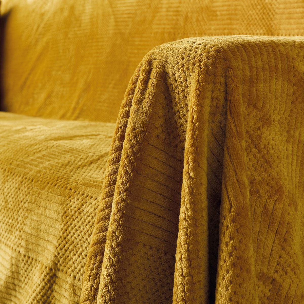 Ριχτάρι Καναπέ Τριθέσιου Fleece (180X280) Kentia Versus Sydney 28 Ochre Home Λευκά Είδη Σαλονιού Ριχτάρια Spitishop