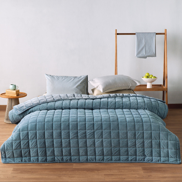 Λεπτό Πάπλωμα Βελουτέ Ημίδιπλο (180x240) Kentia Stylish Sutton 01 Blue