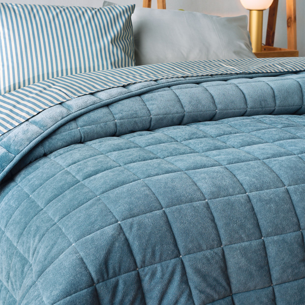 Λεπτό Πάπλωμα Βελουτέ Ημίδιπλο (180x240) Kentia Stylish Sutton 01 Blue