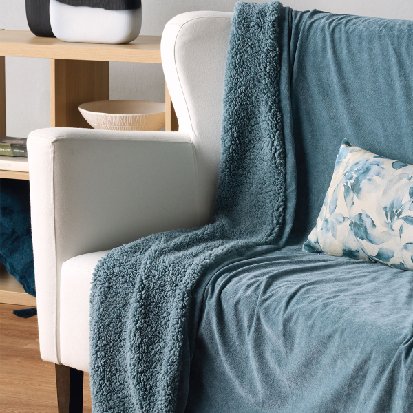 Διακοσμητικό Ριχτάρι Βελουτέ/Κουβέρτα Καναπέ (130x170) Kentia Stylish Sutton 01 Blue