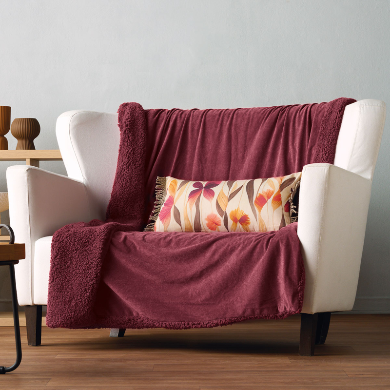 Διακοσμητικό Ριχτάρι Βελουτέ/Κουβέρτα Καναπέ (130x170) Kentia Stylish Sutton 05 Bordo